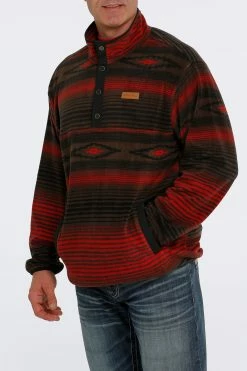 Men's Cinch Polar Fleece Pullover In Red And Brown - MWK1514012 - FINAL SALE -Nigro's Western Store MWK1514012 2