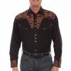Men's Scully Floral Tooled Embroidered Long Sleeve Snap Shirt - P634
