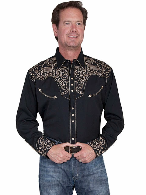 Men's Scully Emboidered Scroll Shirt - P852 1 Men's Scully Emboidered Scroll Shirt - P852