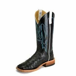 Men's Anderson Bean Black Full Quill Ostrich With 13" Black Kidskin Tops - S3015
