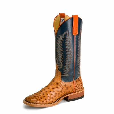Men's Anderson Bean Brandy Bruciato Full Quill Ostrich with 13: Burnished Navy Calf Tops - S3016 Men's Anderson Bean Brandy Bruciato Full Quill Ostrich With 13: Burnished Navy Calf Tops - S3016 -Nigro's Western Store S3016 Frontangled 400x400 1