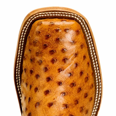 Men's Anderson Bean Brandy Bruciato Full Quill Ostrich with 13: Burnished Navy Calf Tops - S3016 Men's Anderson Bean Brandy Bruciato Full Quill Ostrich With 13: Burnished Navy Calf Tops - S3016 -Nigro's Western Store S3016 Toe 400x400 1