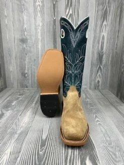 Olathe Mesquite Beeswax Rough Out With 15" Indigo Navajo Bison Tops -Nigro's Western Store boot3