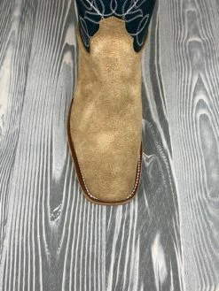 Olathe Mesquite Beeswax Rough Out With 15" Indigo Navajo Bison Tops -Nigro's Western Store boot4