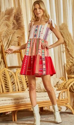 Nigro's Western Store #1 Ladies Savanna Jane Multi-Colored Tie Strap Tiered Dress - D10740-1