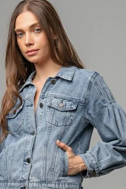 Easel Los Angeles Ladies Easel Washed Denim Jacket - ET21034 -Nigro's Western Store et21034 washed denim v1 1 1