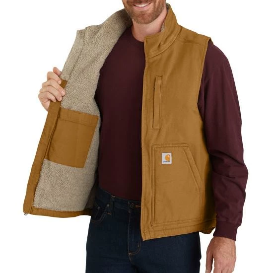 Men's Sherpa Lined Mock Neck Carhartt Brown Vest 104277 BRN 2 Men's Sherpa Lined Mock Neck Carhartt Brown Vest 104277 BRN - Image 2