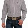 Men's Cinch Stripe Button Down Purple Stripe Shirt - MTW1105483