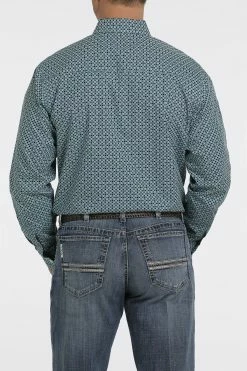 Men's Cinch Modern Fit Turquoise Button Down Shirt - MTW1347046 -Nigro's Western Store mtw1347046 3 432 detail