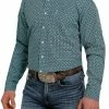Men's Cinch Modern Fit Turquoise Button Down Shirt - MTW1347046