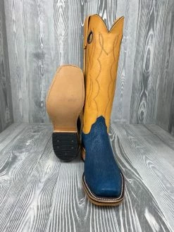 Men's Olathe Tall Top Blue Shark With 15" Tan Waxy Kansas Tops -Nigro's Western Store o3