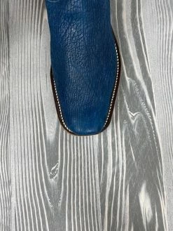 Men's Olathe Tall Top Blue Shark With 15" Tan Waxy Kansas Tops -Nigro's Western Store o4