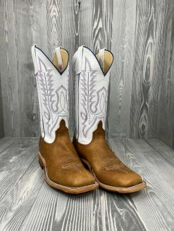 Mens Anderson Bean Distressed American Bison With 13" White Kidskin Tops